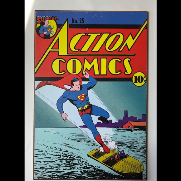 DC Comics Other - SUPERMAN Poster on Wood, Vintage Look, DC Comics